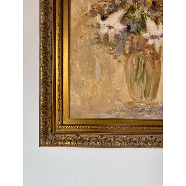 1980s Vintage Impressionist Bouquet- Still Life Floral Oil Painting by Jennifer For Sale - Image 11 of 12