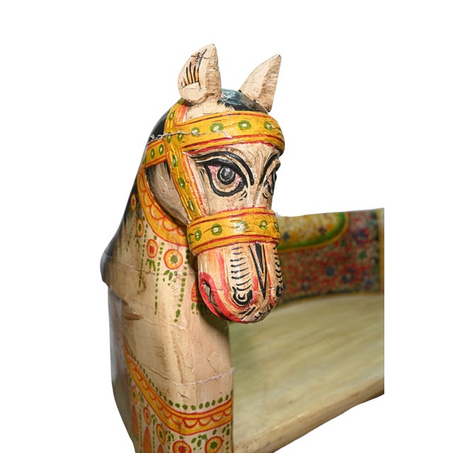 1990s Wooden Vintage Seating Bench Horse Face - Outdoor Collectible Chair - 1990's For Sale - Image 5 of 5