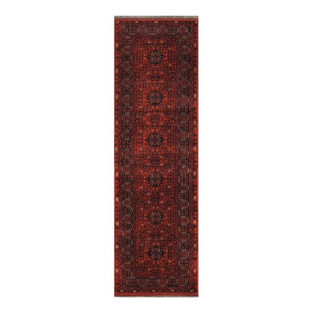 Pasargad Home Yamoud Burgundy Wool Area Rug, 2'10'' X 9' 5'' For Sale