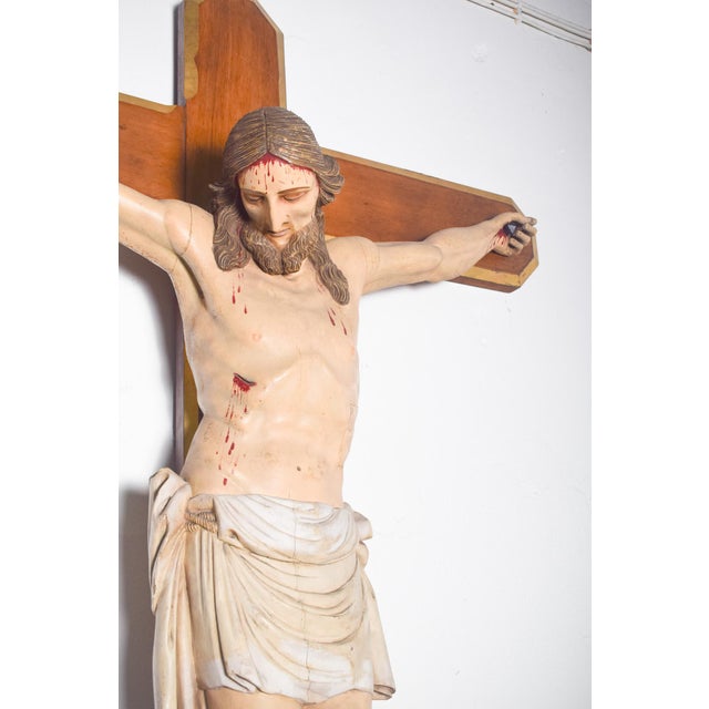 Large 18th-Century Wooden Crucifix For Sale - Image 6 of 11