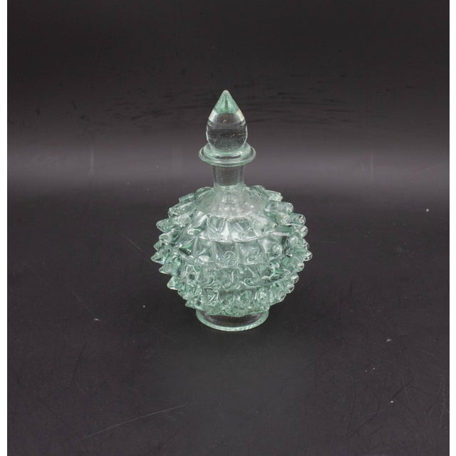 Incredible mouth-blown Murano style glass vase in rare green acquamarina rostrato from the middle of the last century....