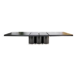Triple Cylinder Base Lacquered Cloth Wrapped Extra Long Dining Table