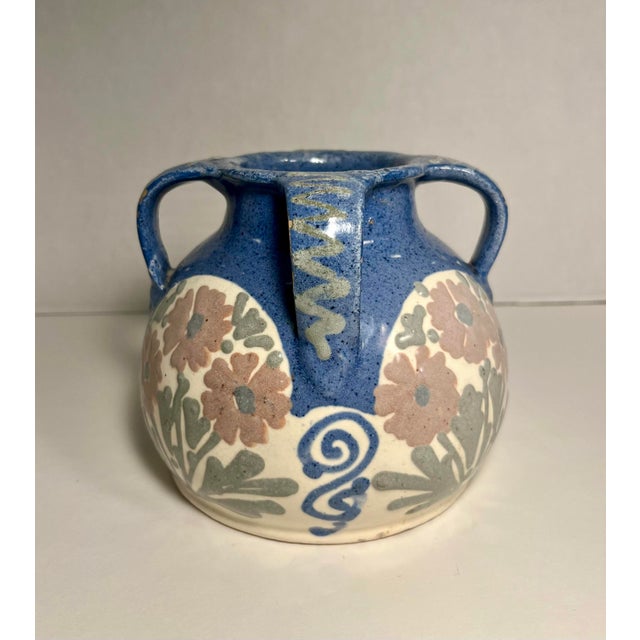 Circa 1900 American Studio Art Pottery Glazed Ceramic Four Handles Vase Aprox. dimensions: 5"H x 6"D Good original condition!
