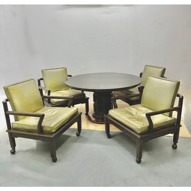 1960s Set of 4 Widdicomb Leather and Ebonized Walnut Club Chairs For Sale - Image 14 of 14