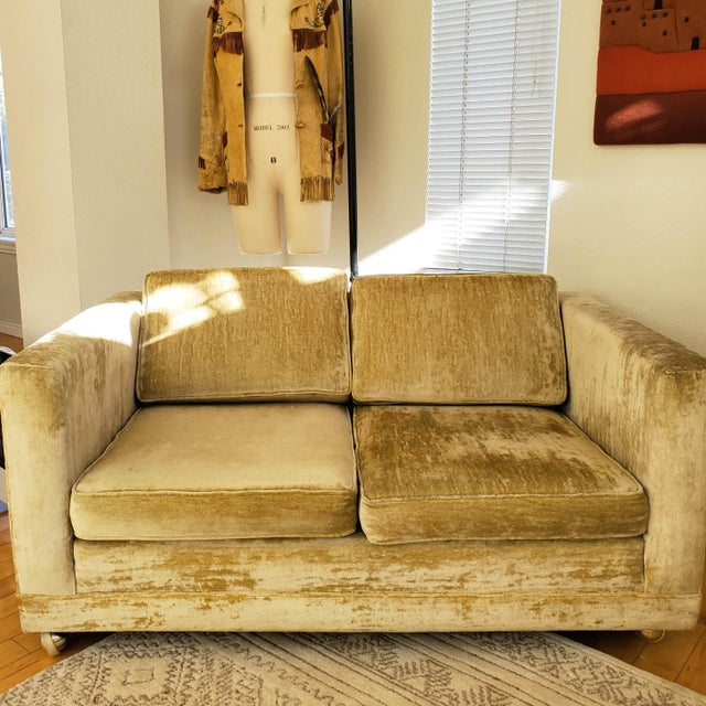 Mid Century Velvet Sofa and Loveseat Set by Flexsteel Chairish