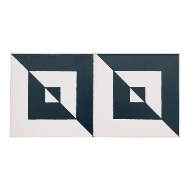 1950s Set of Two Small Bold Geometric Tiles, Portuguese For Sale