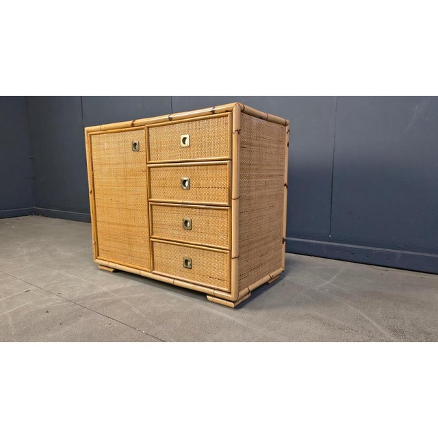 Wood Wicker and Bamboo Cabinet from Dal Vera, Italy, 1970s For Sale - Image 7 of 12