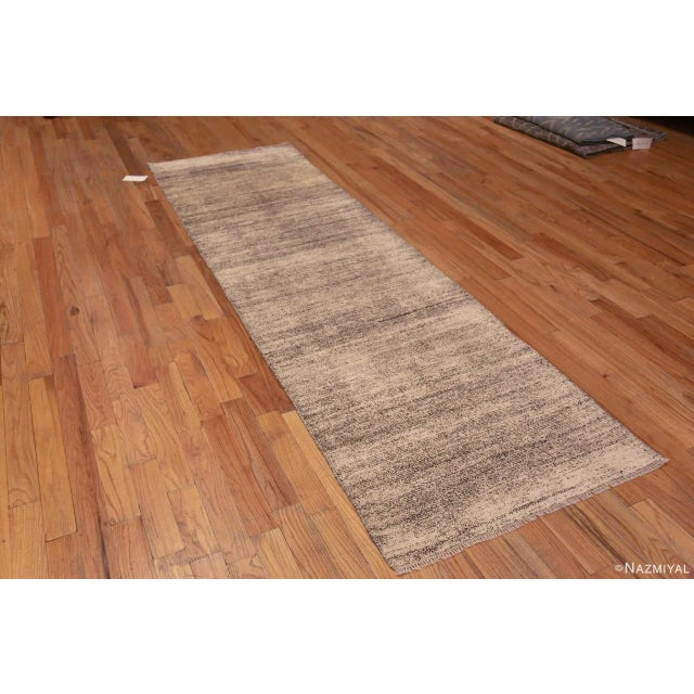 A Decorative and Beautiful Neutral Salt and Pepper Color Modern Hallway Runner Abrash Rug, Country of Origin: Central...