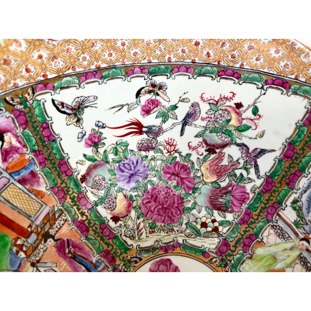Mid 20th Century Mid 20th Century Centerpiece 16 1/2" Diameter "Chinese Export" Bowl. Famille Rose For Sale - Image 5 of 17