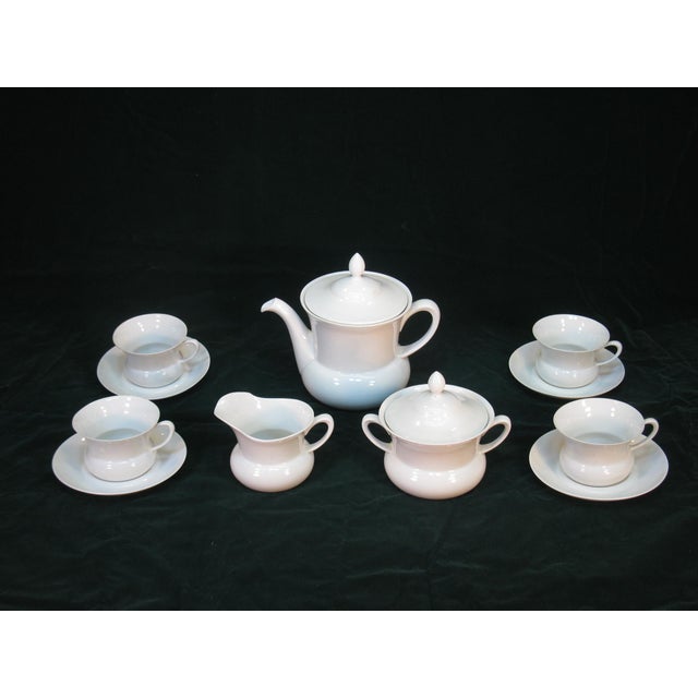 1930s 1930s Art Deco Demitasse / Tea, Lunch Set 4 Place Setting, White Porcelain p.a.l.t. Czecho-Slovakia For Sale - Image 5 of 18