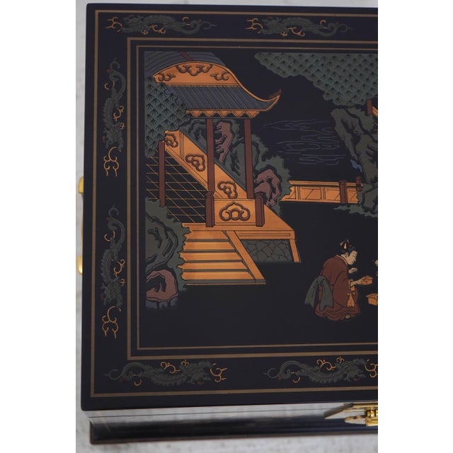 Drexel Chinoiserie Decorated Lift Top Box Stand For Sale - Image 14 of 17