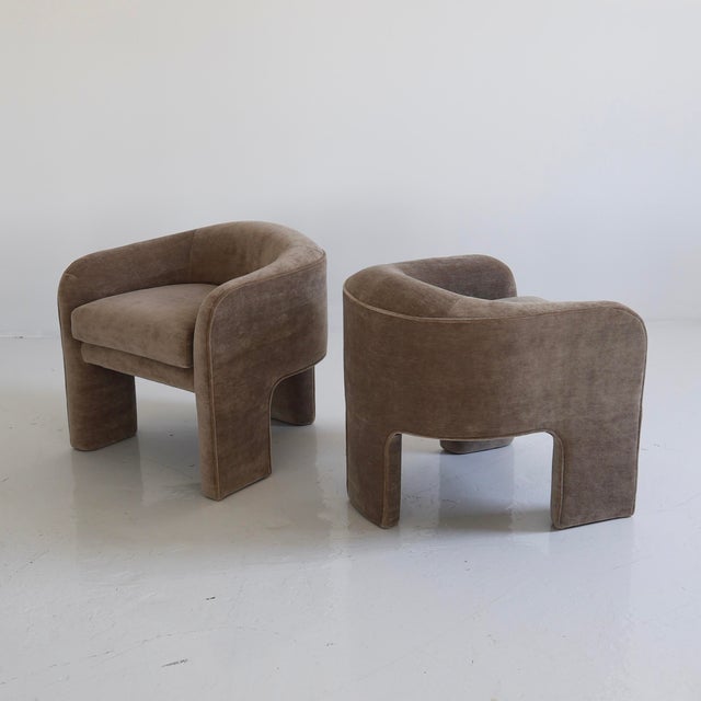 c. 1980s, fully restored in mohair. These chairs are in excellent condition
