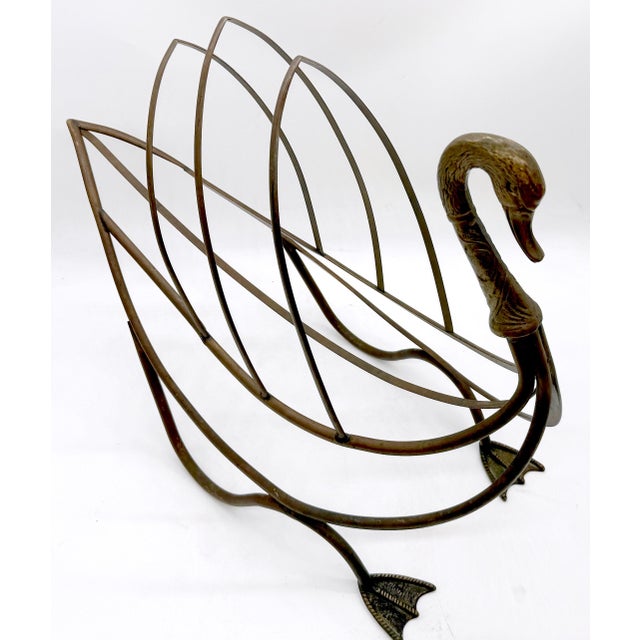 Maison Jansen Style Patinated Bronze Swan Magazine Rack /Stand For Sale In West Palm - Image 6 of 11