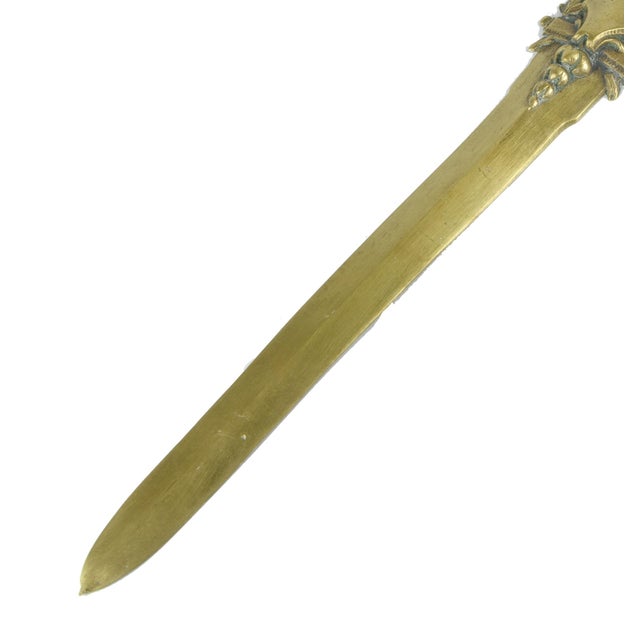 Late 19th Century French Neoclassical Gilt Bronze Letter Opener With Mercury God Motif on Handle For Sale - Image 6 of 9