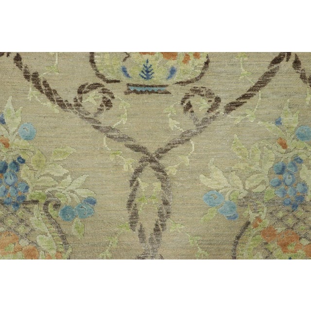 Rug & Kilim Rug & Kilim’s Block Print Rug in Beige With Elegant Floral Vase Motifs For Sale - Image 4 of 7