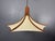 Teak and Linen Umbrella Pendant Lamp attributed to Domus, 1970s For Sale - Image 11 of 15