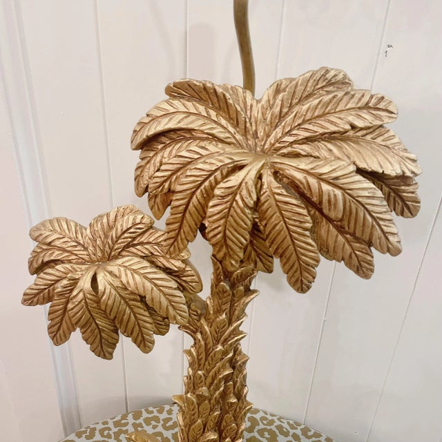 Mid 20th Century Hollywood Regency Gold Palm Tree Palm Leaf Table Lamp For Sale - Image 11 of 13