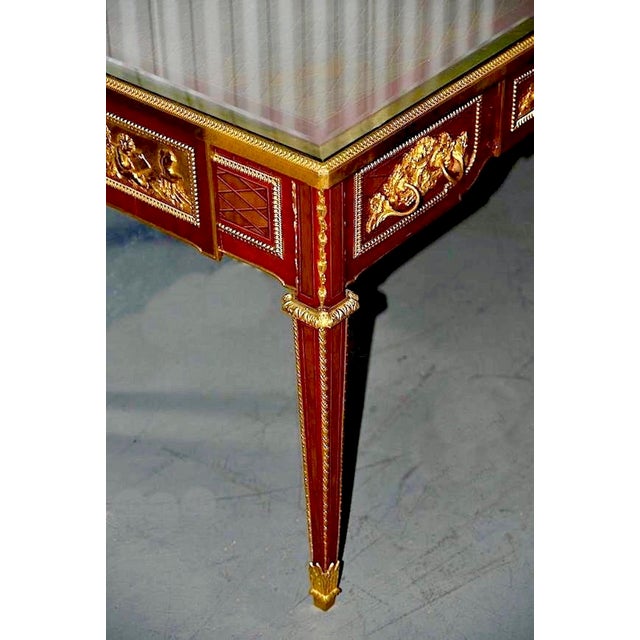 Late 19th Century Louis XVI-style Gilt Bronze Parquetry Bureau Plat, After Jean-Henri Riesener For Sale - Image 5 of 13