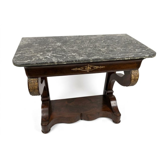 French Charles X Period Mahogany and Marble Console Table For Sale In Los Angeles - Image 6 of 6