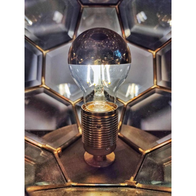 Lamp in Brass & Faceted Glass in the style of Adolf Loos, Austria, 1950s For Sale - Image 6 of 9