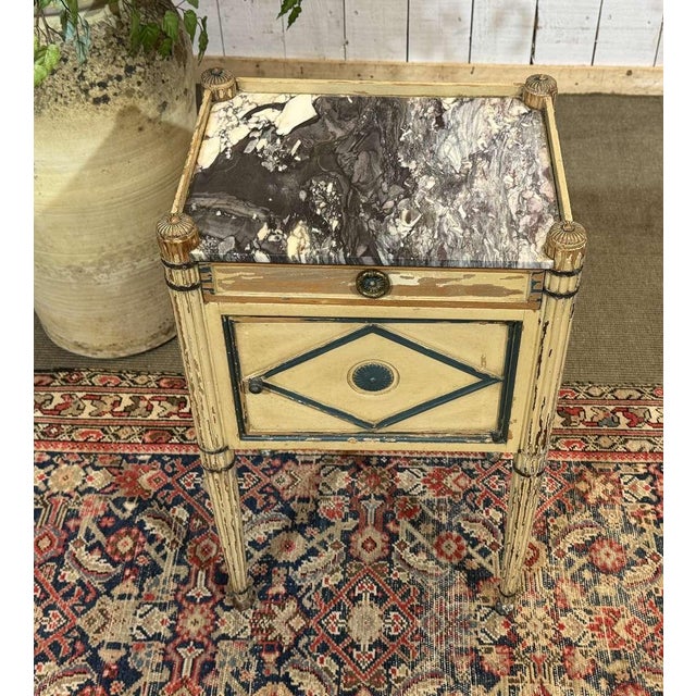 Louis XVI Bedside Table in Beechwood with a Marble Top, 19th Century For Sale - Image 4 of 18