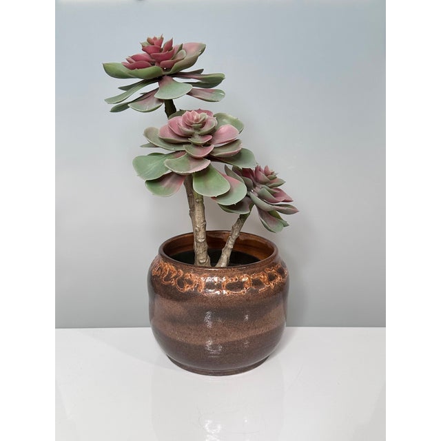 Hand-Thrown Ceramic Art Planter with Organic Line Rim Decoration by Helma Klett, Germany, 1970s For Sale - Image 4 of 15
