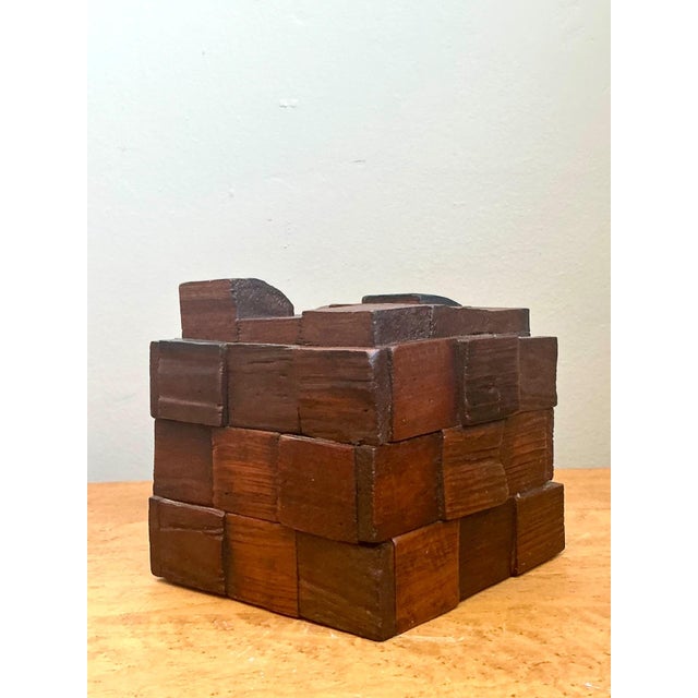 Vintage Brutalist Abstract Wood Tissue Box For Sale - Image 12 of 18