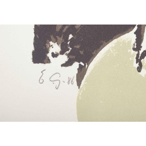 1980s Emil Gregersen, Stylized Plant in a Round Vase, 1986, Color Lithograph For Sale - Image 5 of 6