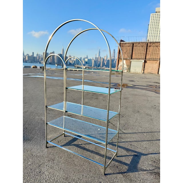 Mid-Century Modern Vintage Chrome Arched Etagere - Shelving Unit For Sale - Image 3 of 4