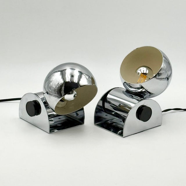 1970s Chrome Eyeball Lamps by Enrico Tronconi for Tronconi, Italy, 1970s, Set of 2 For Sale - Image 5 of 10
