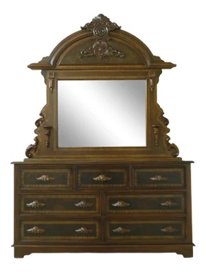 Victorian Style Large Mahogany Dresser W. Mirror