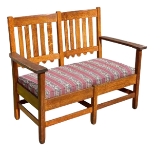 Early 20th Century Antique Arts & Crafts Mission Oak Bench / Settee