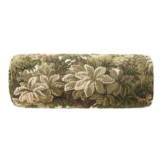 Scalamandre 21" x 7" Ridge Edge Bolster Pillow in Moss For Sale