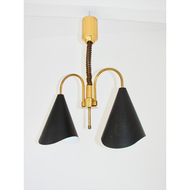 Mid-Century Modern Mid-Century Modern Pendant Light in Brass and Metal, 1970s For Sale - Image 3 of 13