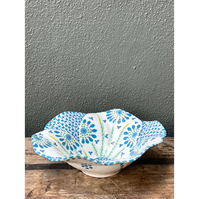 Vintage Glazed Ceramic Hand Painted Bowl For Sale - Image 12 of 12