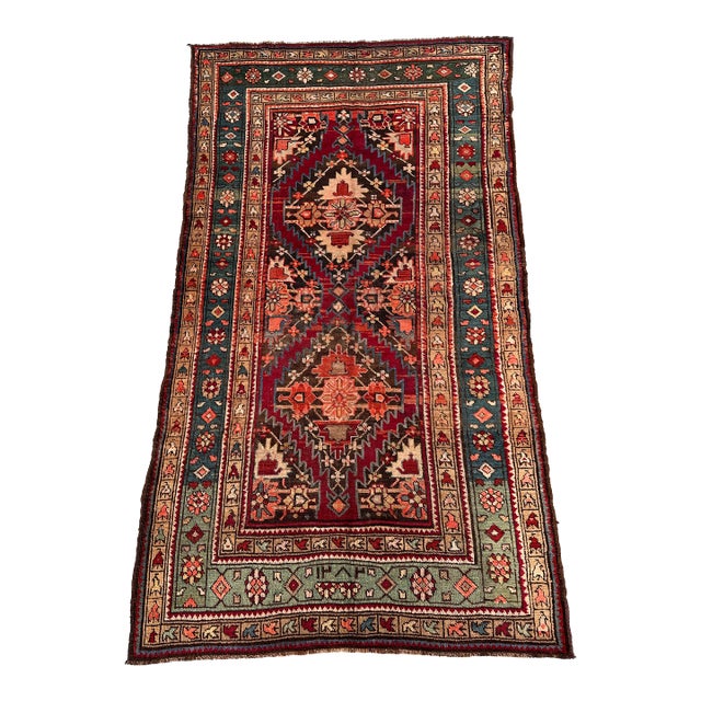 Antique Caucasian Shirvan Akstafa Hand-Knotted Wool Rug - 6'9" X 3'9" For Sale