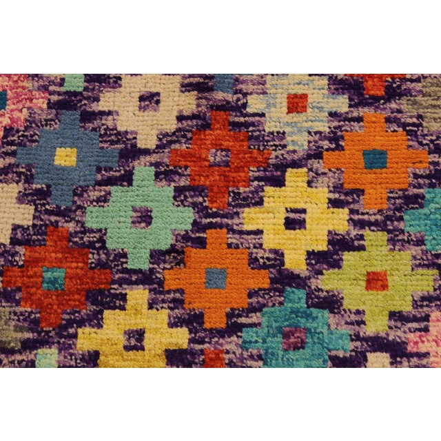 Shabby Chic Balochi Purple/Rust Hand Knotted Wool Rug For Sale - Image 9 of 10