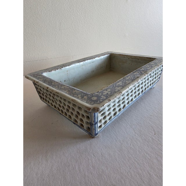 Chinese Blue and White Rectangular Shaped Planter For Sale - Image 11 of 11