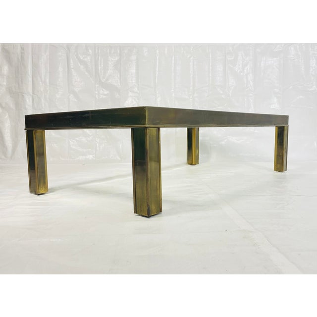 1970s Vintage American Brass & Glass Coffee Table Attributed to Mastercraft For Sale - Image 5 of 18