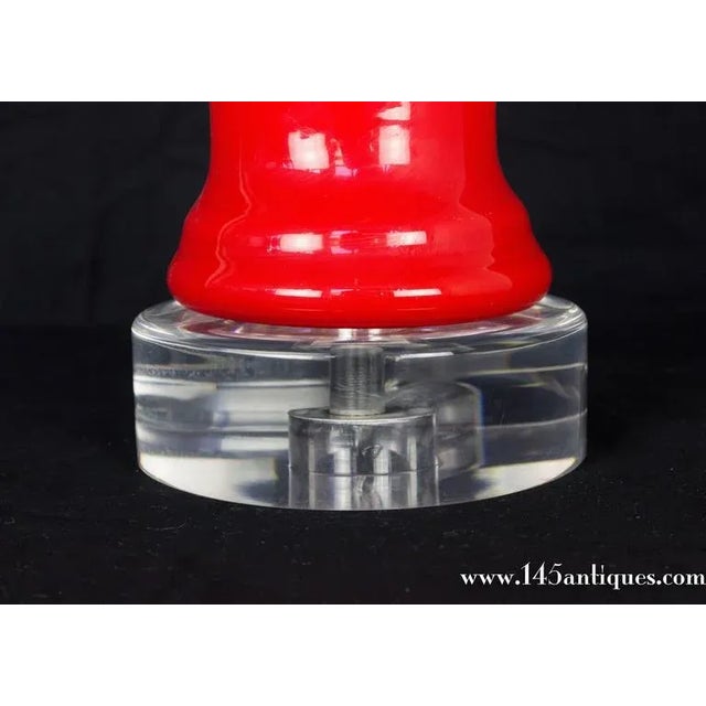 Modern Pair of Italian Murano Glass Table Lamps, Tangerine Orange, 1950s For Sale - Image 3 of 9
