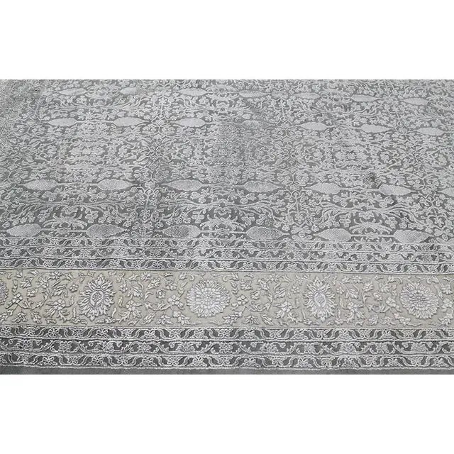 2010s Handwoven Gray/Cream Transitional Persian Tabriz Style Area Rug 10'2" X 14'3" For Sale - Image 5 of 11