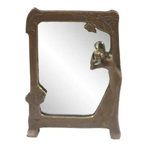 Lady of the Lake Antique Art Nouveau Bronze Free-Standing Table Mirror, Circa 1910