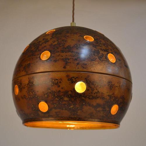 Copper and Amber Glass Pendant Lamps by Nanny Still for Raak, 1960s, Set of 2 For Sale - Image 4 of 12