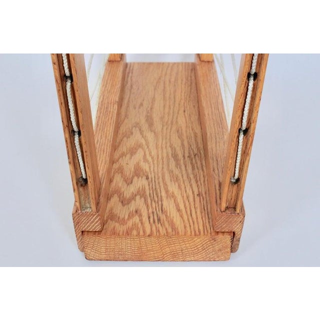 Hand Crafted Solid Oak and Cord Magazine Rack, Circa 1950 For Sale - Image 10 of 12
