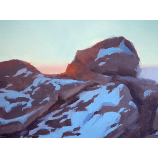 Early 21st Century Sudden Drop in Temperature by Judd Mercer | Oil On Panel Rocky landscape with snow and sunset light. For Sale - Image 5 of 5