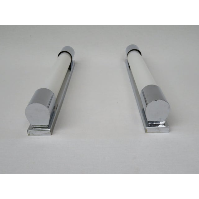 Art Deco Chrome-Plated Wall Sconces, Set of 2 For Sale - Image 3 of 12