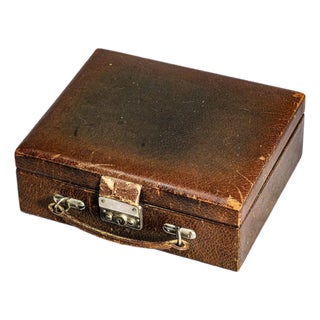 Vintage Travel Dresser Vanity Leather Jewelry Box Home Decor For Sale