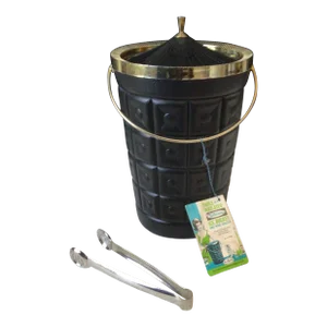 Vintage Lustro’ware Triple Insulated Ice Bucket and Wine Cooler Model B-100 With Hoffpritz Ice Tongs
