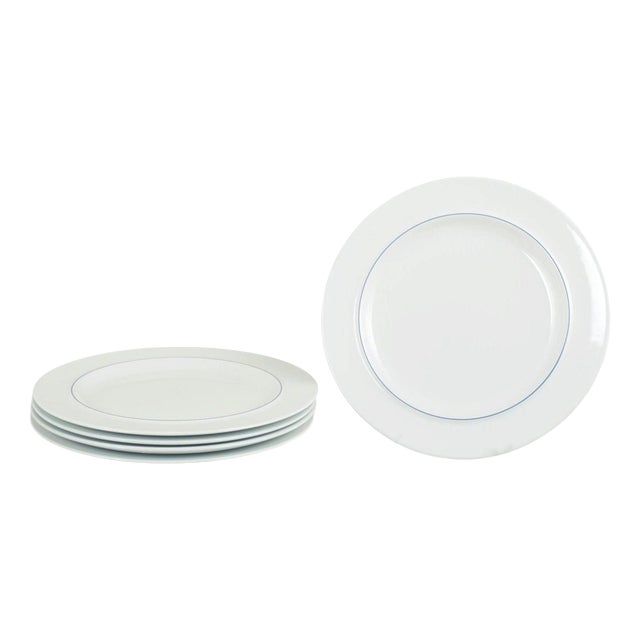 Vintage Blue Line Lunch Plates in Faience by Grethe Meyer for Royal Copenhagen, 1990s, Set of 5 For Sale