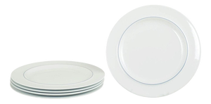 Vintage Blue Line Lunch Plates in Faience by Grethe Meyer for Royal Copenhagen, 1990s, Set of 5